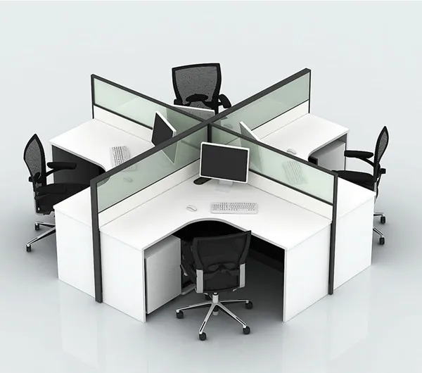 aluminium glass office partition with laminate wood table panel