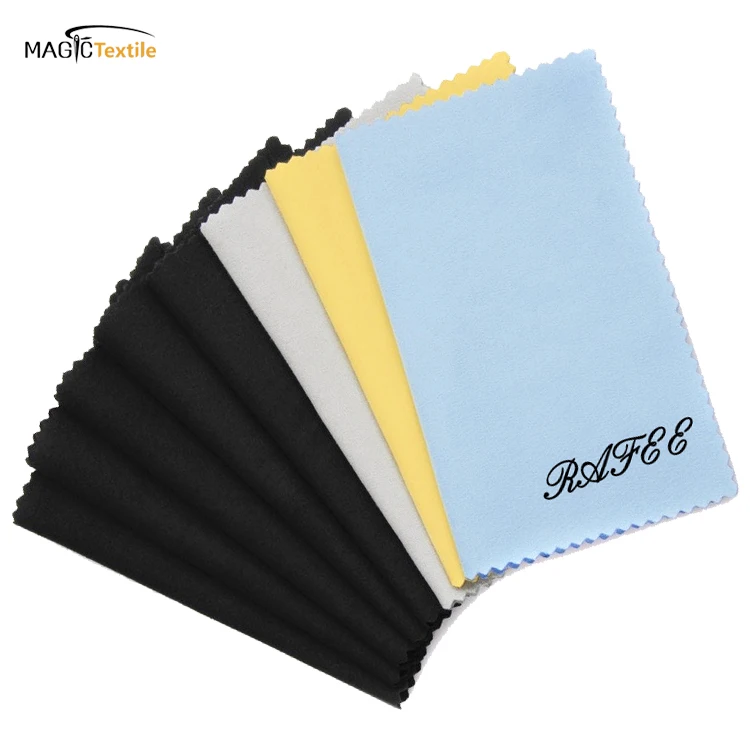 Custom popular black microfiber camera lens sunglasses eye glasses cleaning cloth with silk screen printed