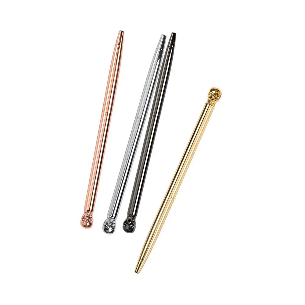 JH Brand 2021 Christmas Gift Pen  Metal Skull Head Top Ball Pen