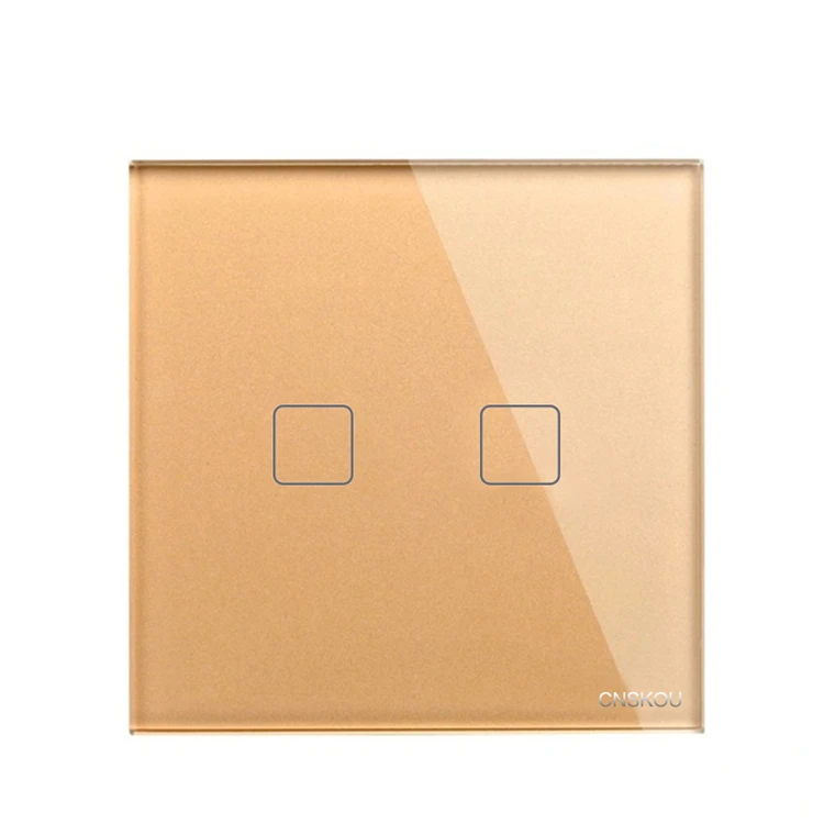 Cnskou 2gang 1way EU Standard Tempered Glass Panel Lcd Touch Screen Wall Light Switch India