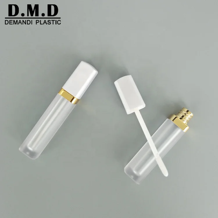 Free sample 5ml square frosted lipgloss tube containers with brush