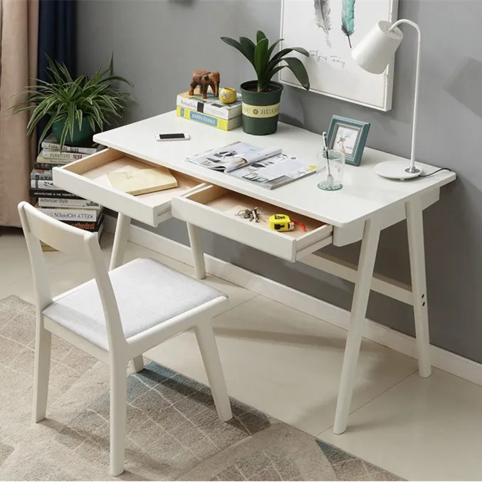 Brief Modern White Home Writing Table High Quality Solid Wood Desktop Computer Desk