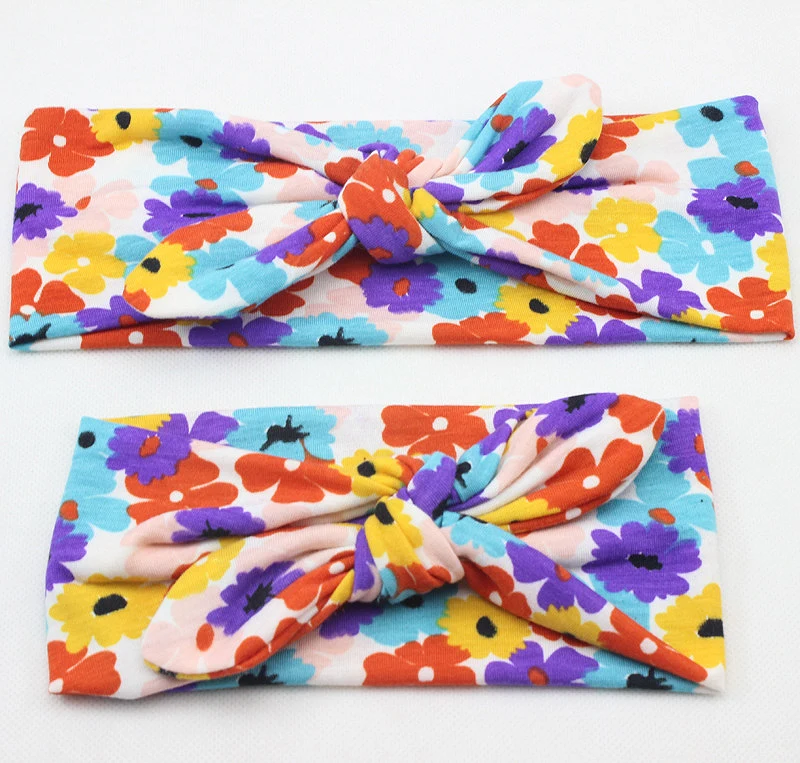 
Parent child Baby and Mother Big Bow Elastic Headband Turban Wrap Toddler Rabbit Ears Knotted Hair Band 