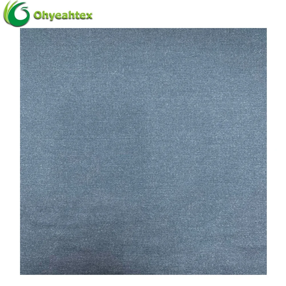 Soft R/T Spandex French Terry Indigo Knitted Denim Fabric for Sweatshirts