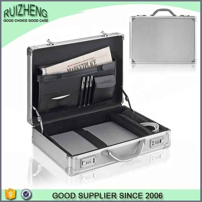 Hard Aluminum Alloy  briefcase Sample Carrying  Case Aluminum Travel  Document  Suitcase With combination lock
