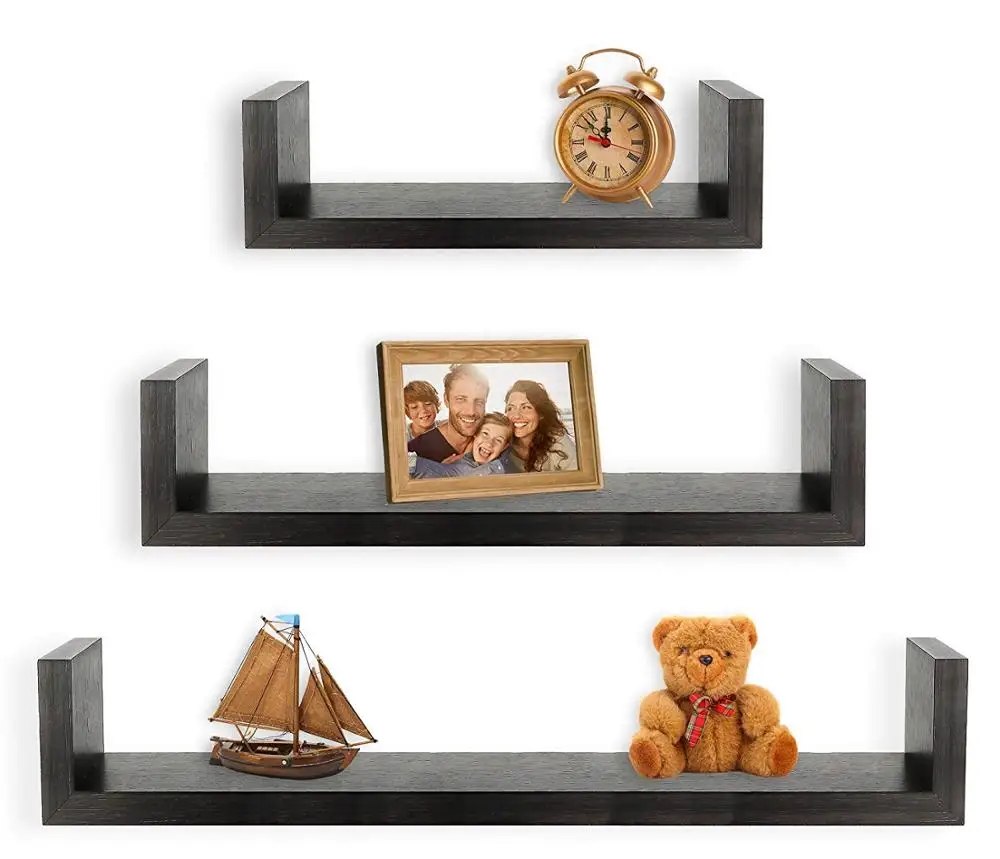
Set of 3 Wood Floating U Shaped Shelves Wall shelves 