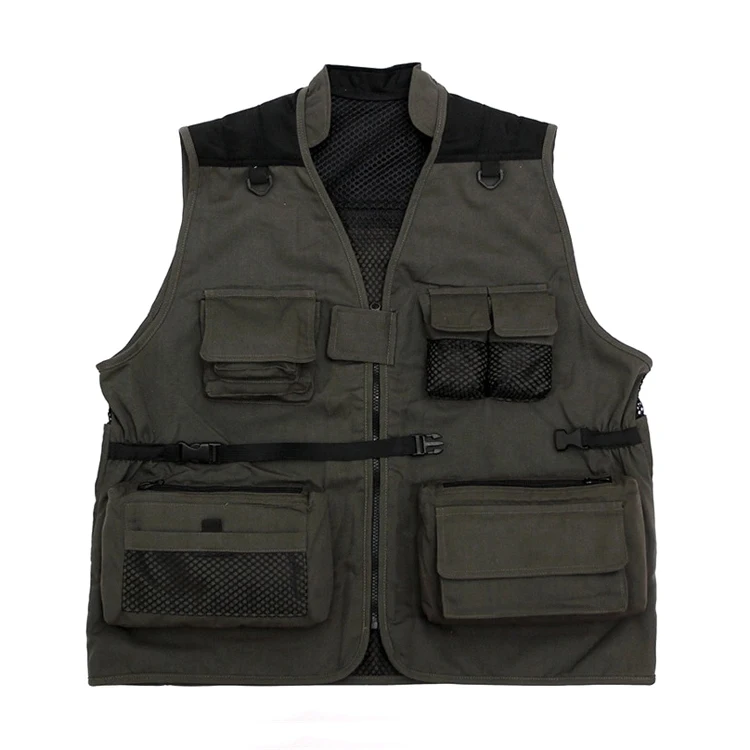China supplier oem outdoor canvas hunting men vest waistcoat for men black durable work wear vest fishing vest