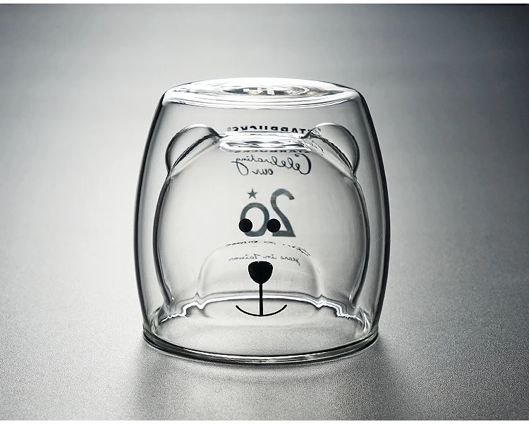 Милый многоразовый СТЕКЛЯННЫЙ КОФЕЙНЫЙ стакан с двойными стенками в форме животного для подарка