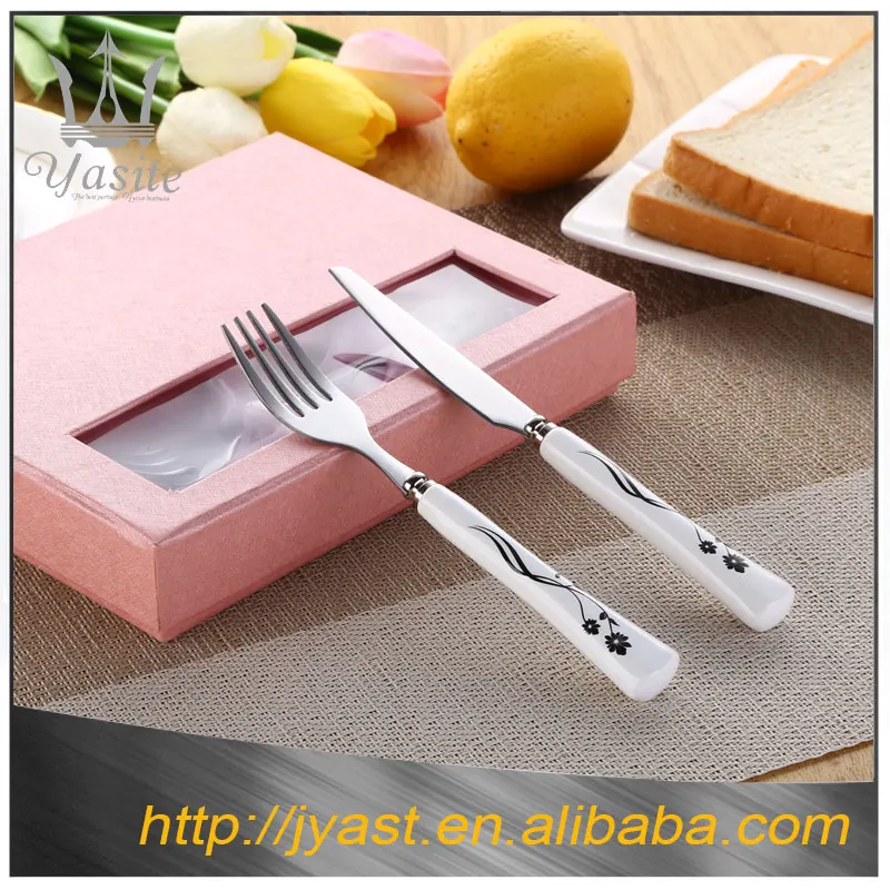 Graceful Pitchfork With Ceramic Handle Inox Stainless Steel Fruit Fork Knife