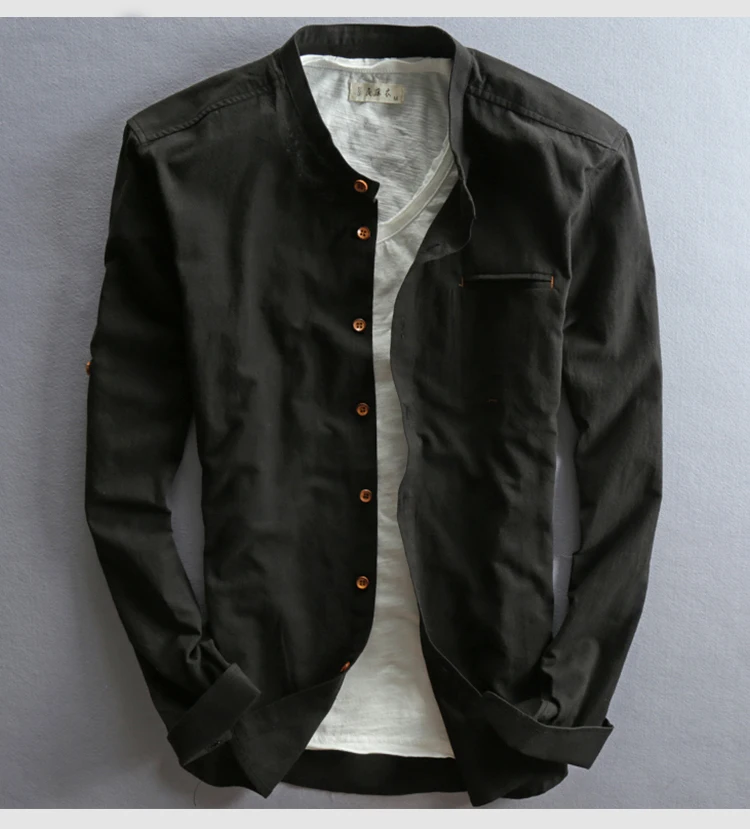 Оптовая продажа, мужские рубашки на пуговицах, хлопковые рубашки с длинными рукавами на заказ из конопли