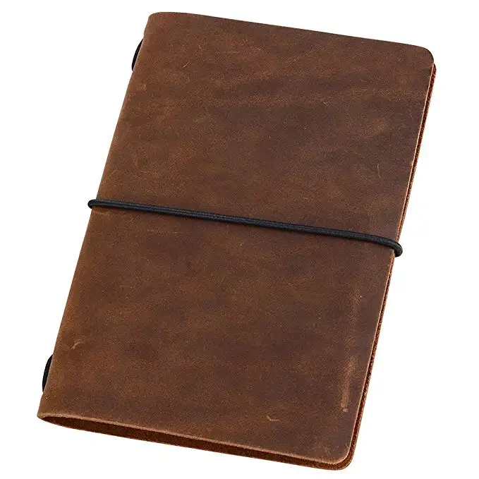 Pocket Travelers Notebook Refillable Leather Travel Journal for Men Notebook Cover for Field Notes