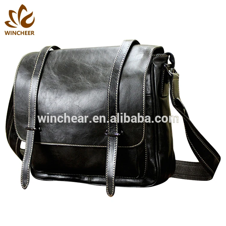 China manufacture black smooth mens messenger bag men satchel unique leather lawyer briefcase