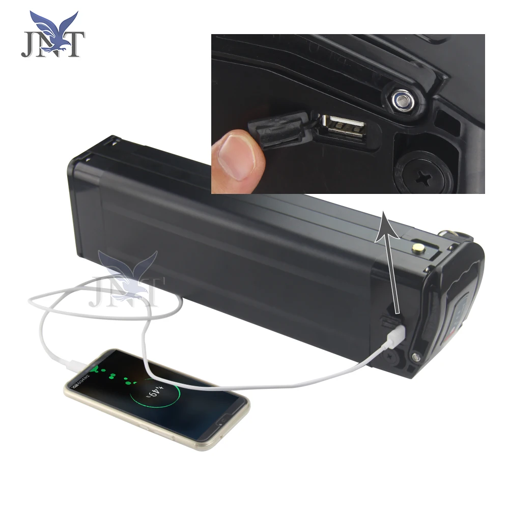 Rechargeable with USB L500MM silver fish 36V 48V 20AH 24AH 28AH lithium battery pack