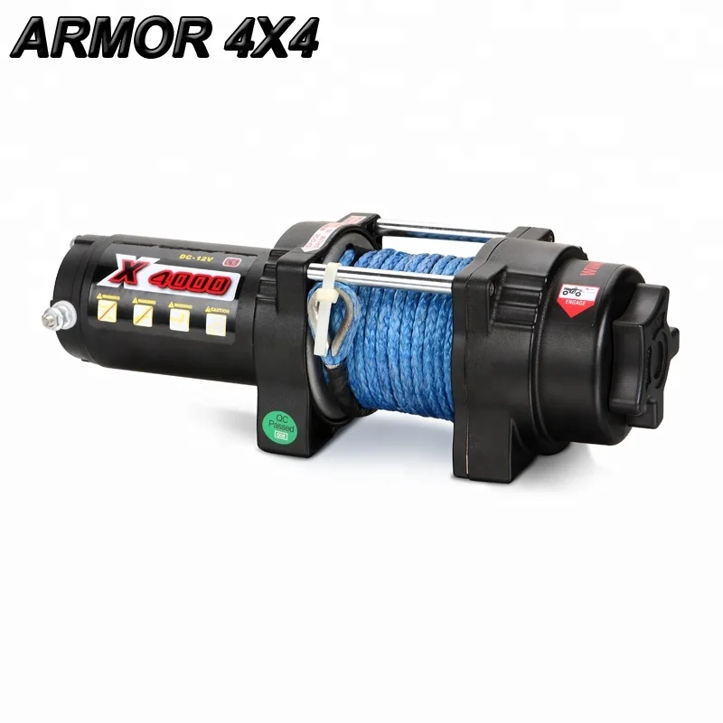 4000lbs pull mini 12 volt power winch with synthetic rope