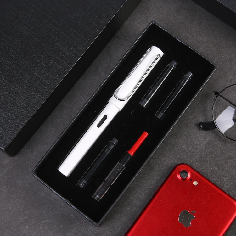 Набор перьевой ручки для офисной рекламы, подарочный набор ручек с рекламным логотипом на заказ, набор канцелярских принадлежностей на заказ со сменными картриджами