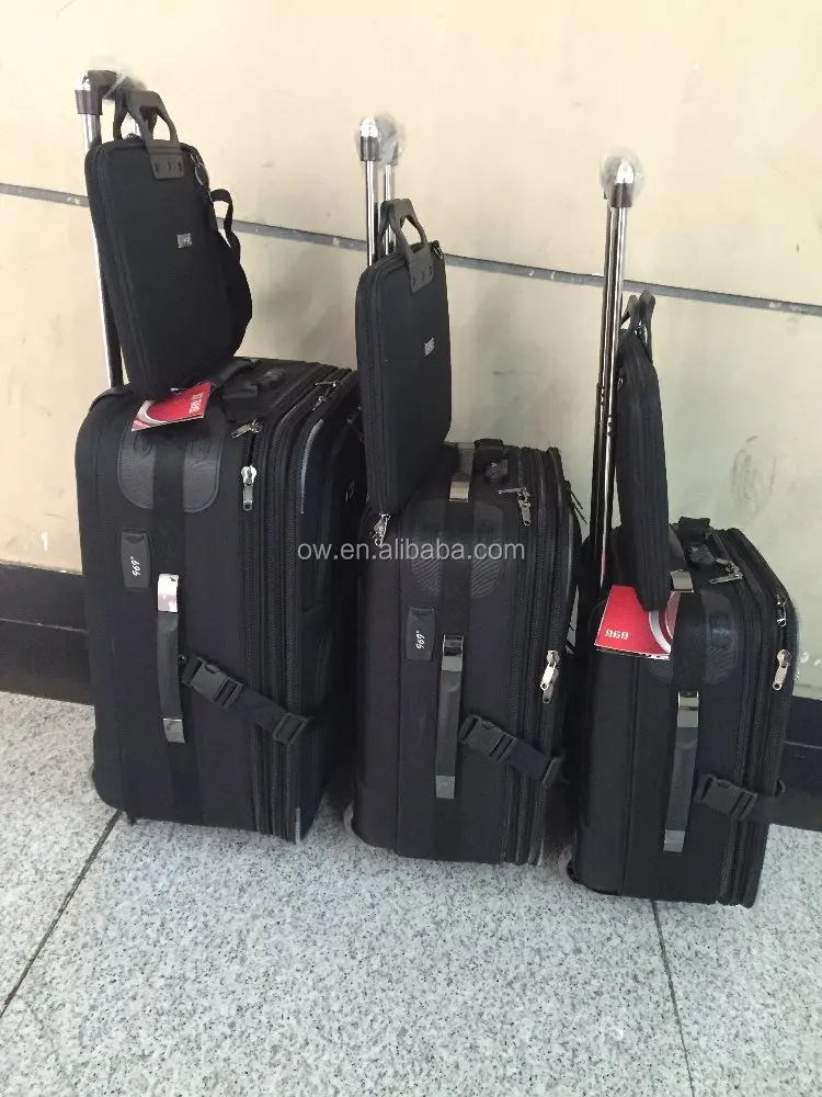 EVA 600D polyester black color 6pcs trolley luggage set travel suitcase bag