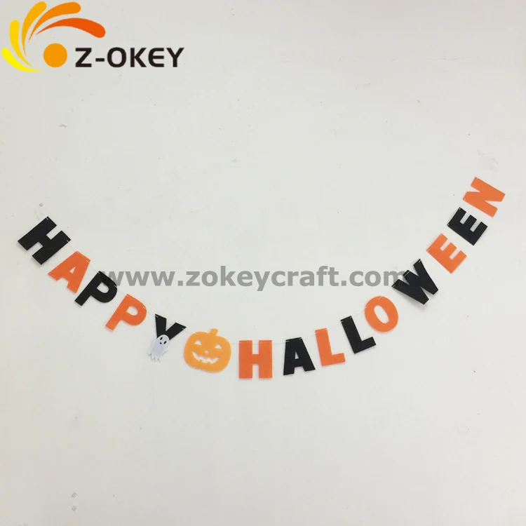 low prcie decoration Halloween Customs Happy Halloween Banner garland Black and Orange Letter Banner Halloween decoration