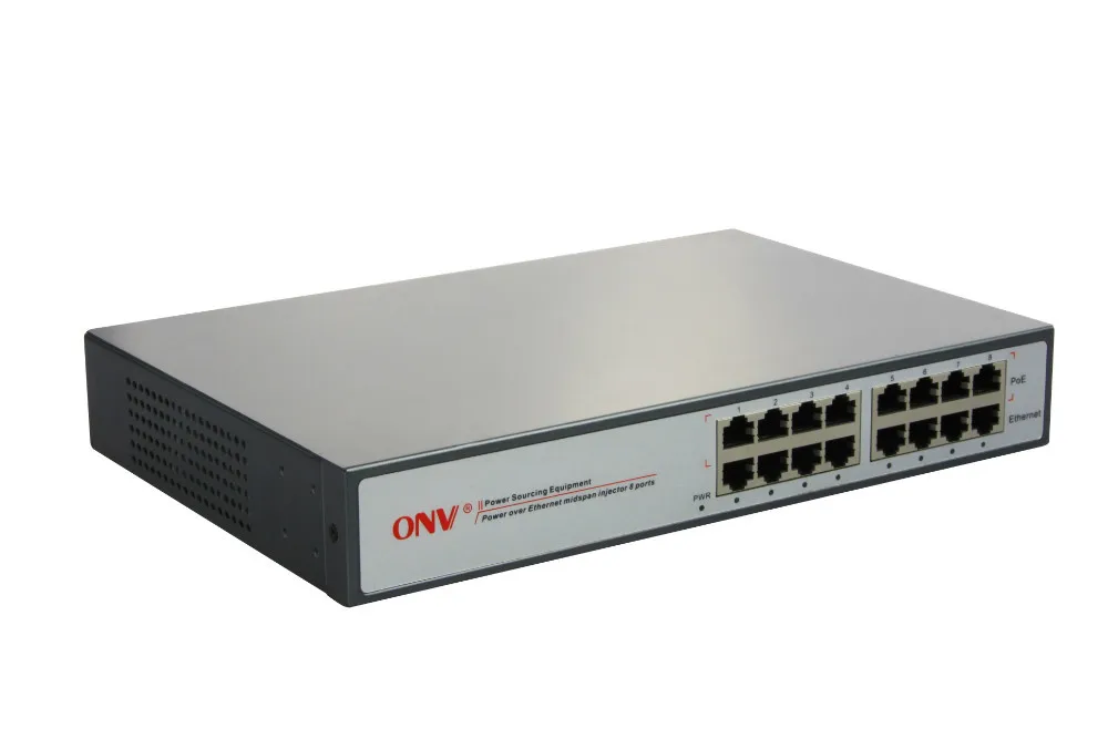 8 портовый POE инжектор 10/100M IEEE802.3af 48V POE инжектор