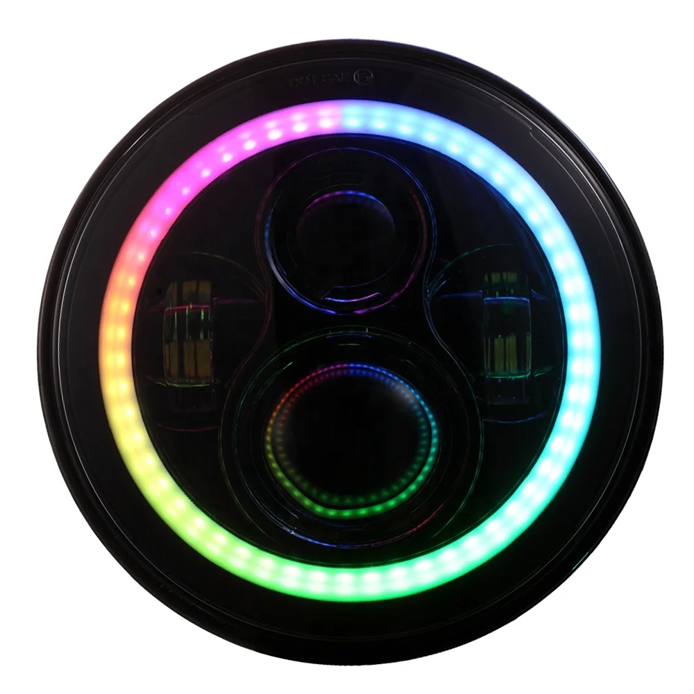 New arrived 4 inch Fog Light Remote control changing colors High Low Beam RGB 7 Inch LED Round Headlight with DRL LED lights
