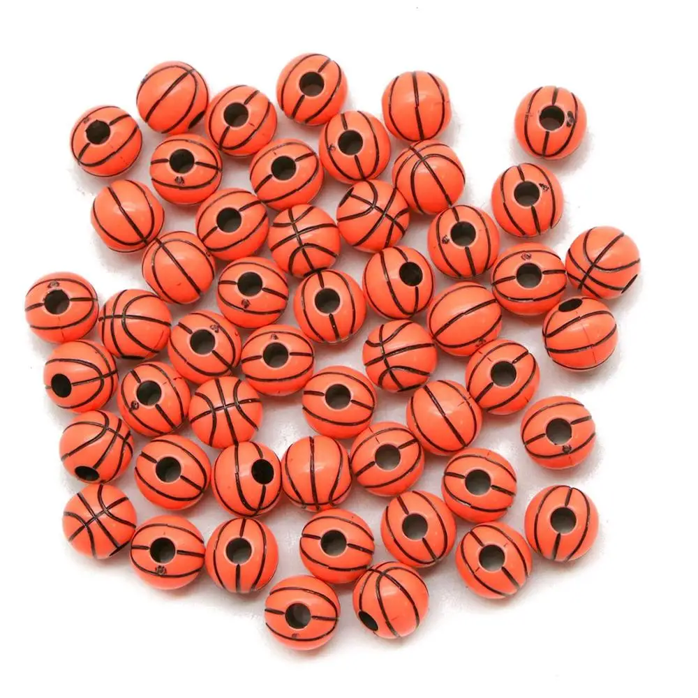 Basketball Beads Plastic Acrylic Round Ball Beads Team Sports Beads 12mm With Big Hole Size 4mm For Jewelry Making