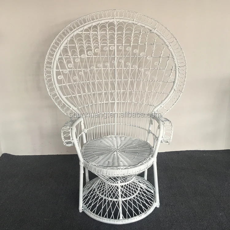 
European style peacock rattan chair blue color metal wicker chair 