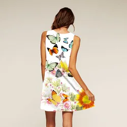 Summer Sleeveless Casual dress brief Girls Fashion Women 3D abstract  print Oil painting short dresses