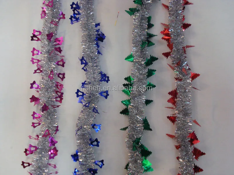 
2M long Pink Double Round Shape Hanging Christmas Tinsel with decorations Colorful Tinsel 