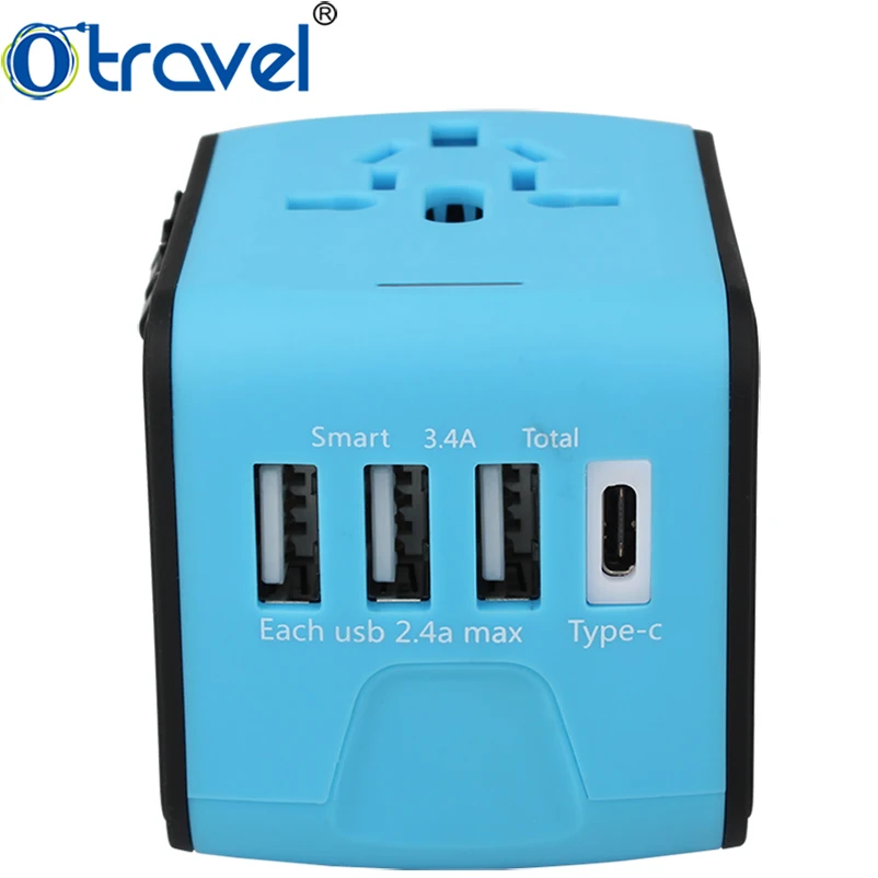 Otravel SL-199-3U-T 3USB Type-C 5V 3.4A Универсальный адаптер для путешествий с вилками EU UK US AUS