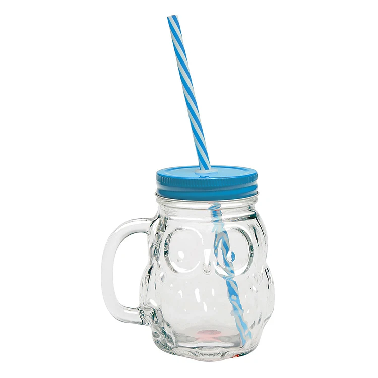 450ml Glass Owl shaped Mason Jars, Owl Mason Jar Glassware, Mason Jar Drinking Glass