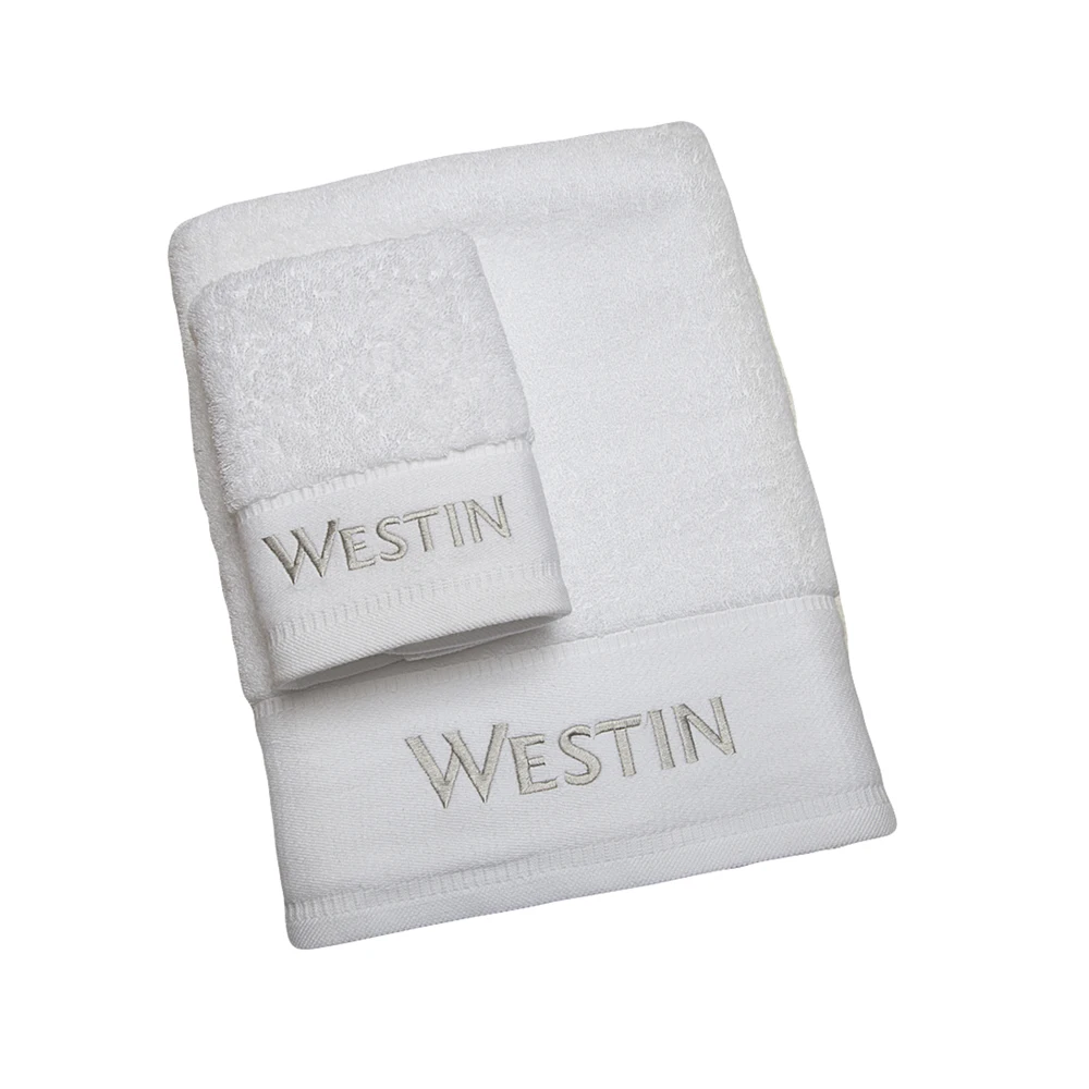 White towels with logo for Westin hotel