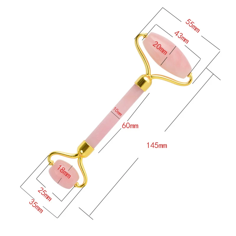 Rose Quartz Jade Roller Massage Facial Massager Machine Face Roller Facial Roller Face Slimming Massager With Guasa Tool