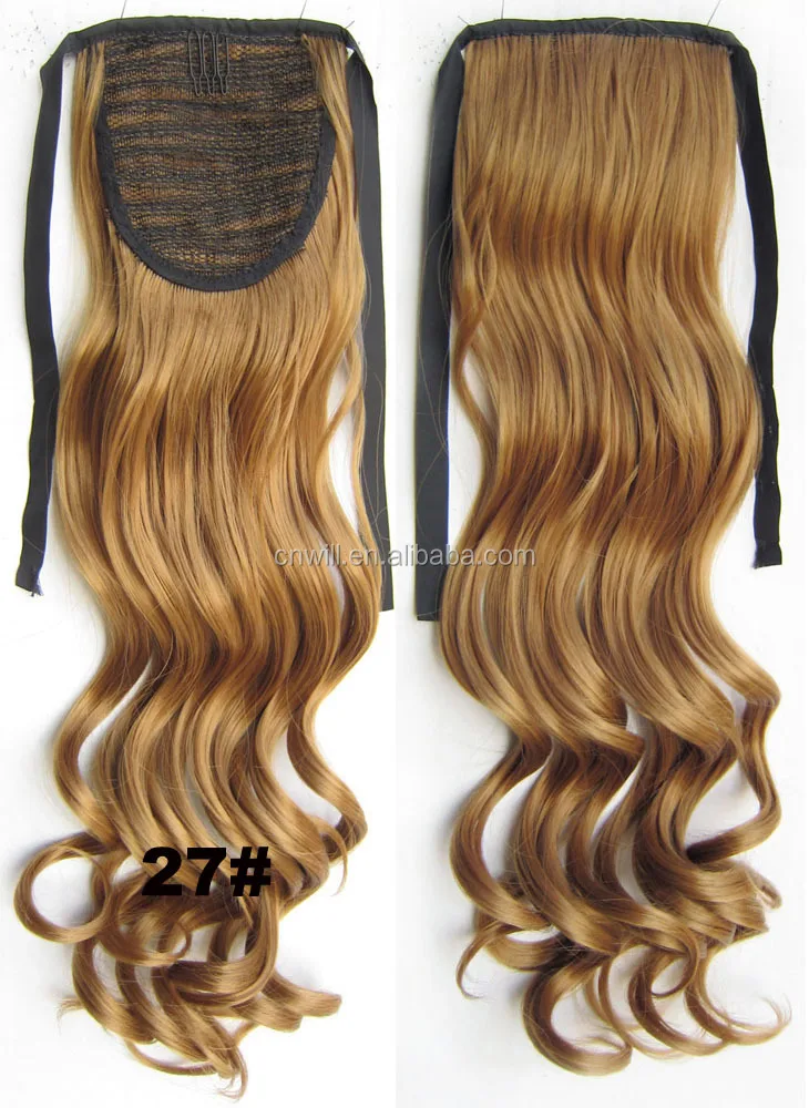 
55cm Women Hair Extensions Wavy Hair Ponytail Hairpiece Wave Lady Ponytails Peruca 