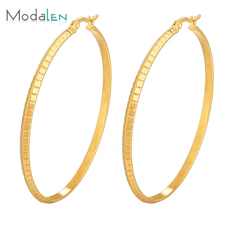 Modalen Jewelry Fashion Stainless Steel Simple Hoop Gold Earring