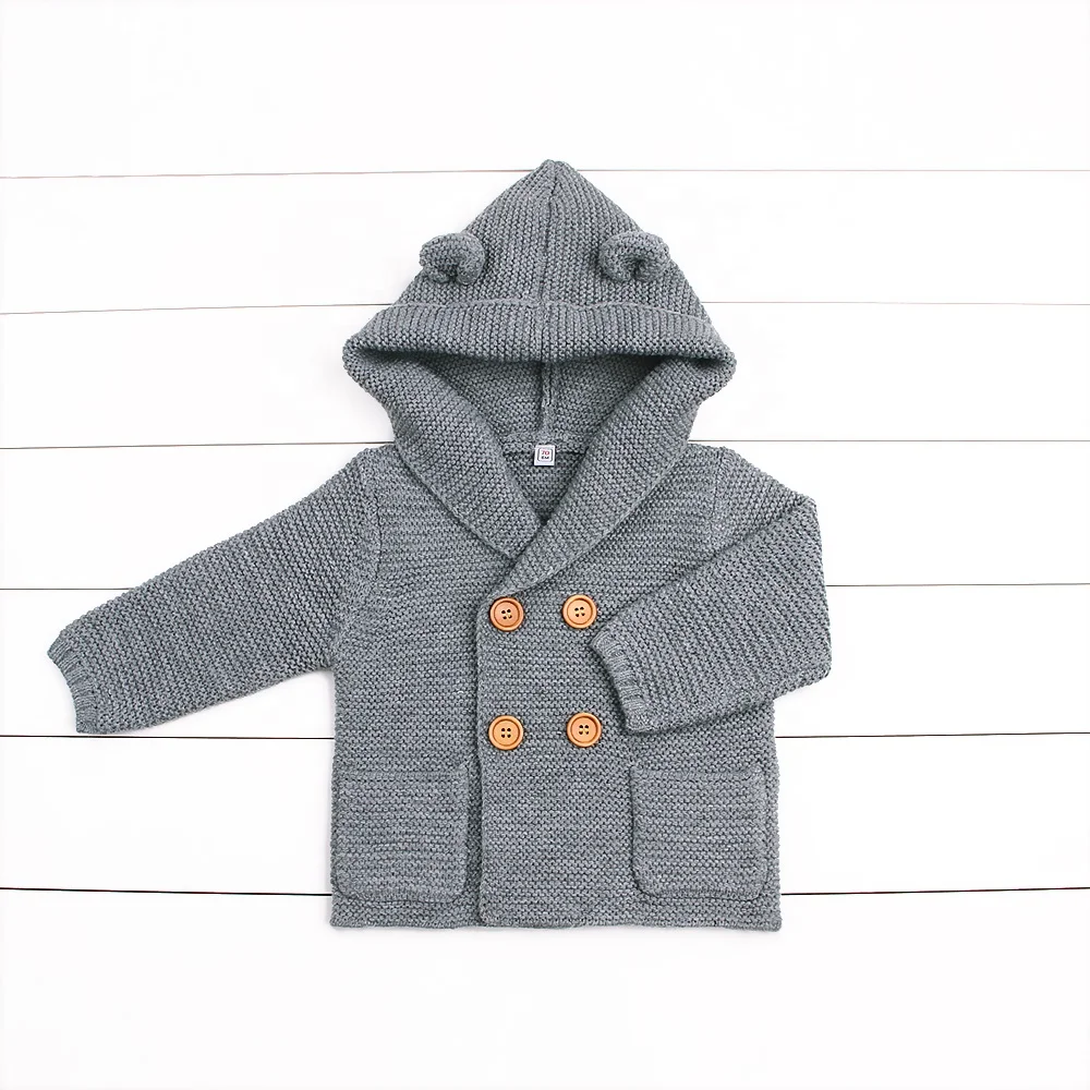 
Knit Unisex Baby Bear Kids Clothing Hooded sweater Coat with ears 