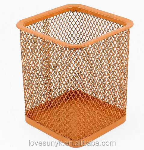 wholesaler factory supplier office customized stationery metal mesh desktop pencil cup square pen stand pen holder