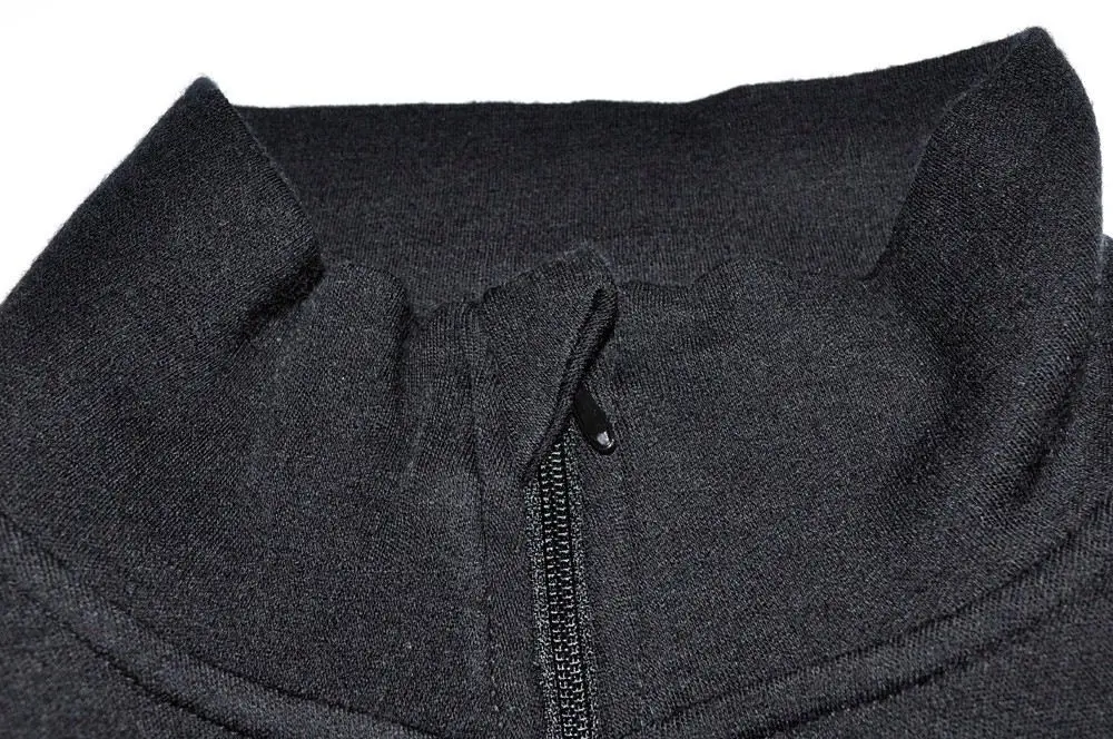 Мужская спортивная рубашка из 100% натуральной мериносовой шерсти, на молнии 1/4, с длинным рукавом