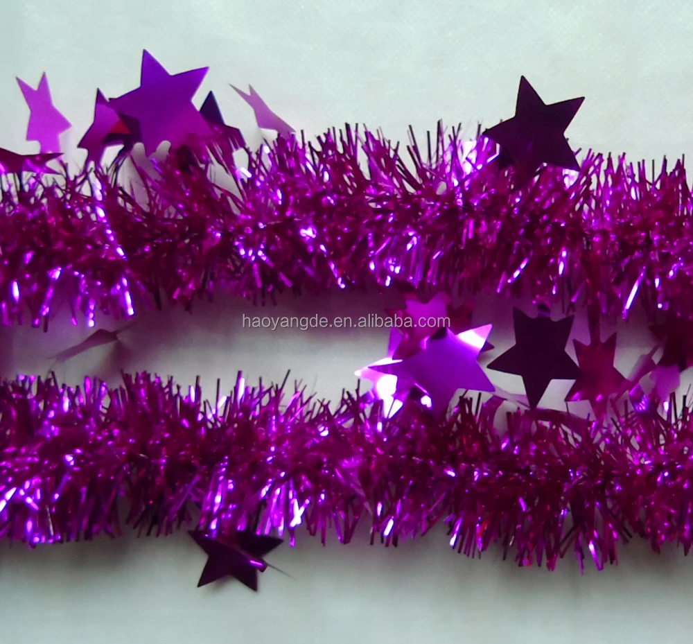 
Christmas Decorative Shiny Rosy Tinsel Garland 