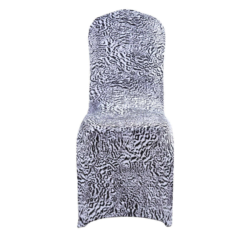 
factory spandex lycra snow leopard print chair cover wedding chair cover for hotel wedding banquet party 