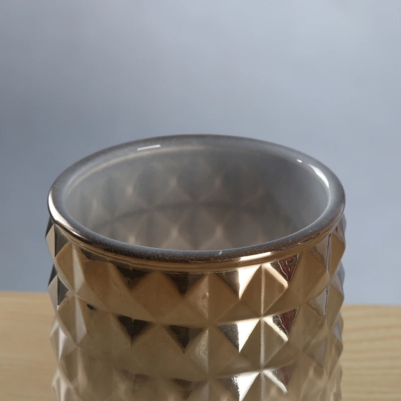 Delicate Wedding Candlestick Round Luxury Electroplating Gold Glass Candle Tumbler