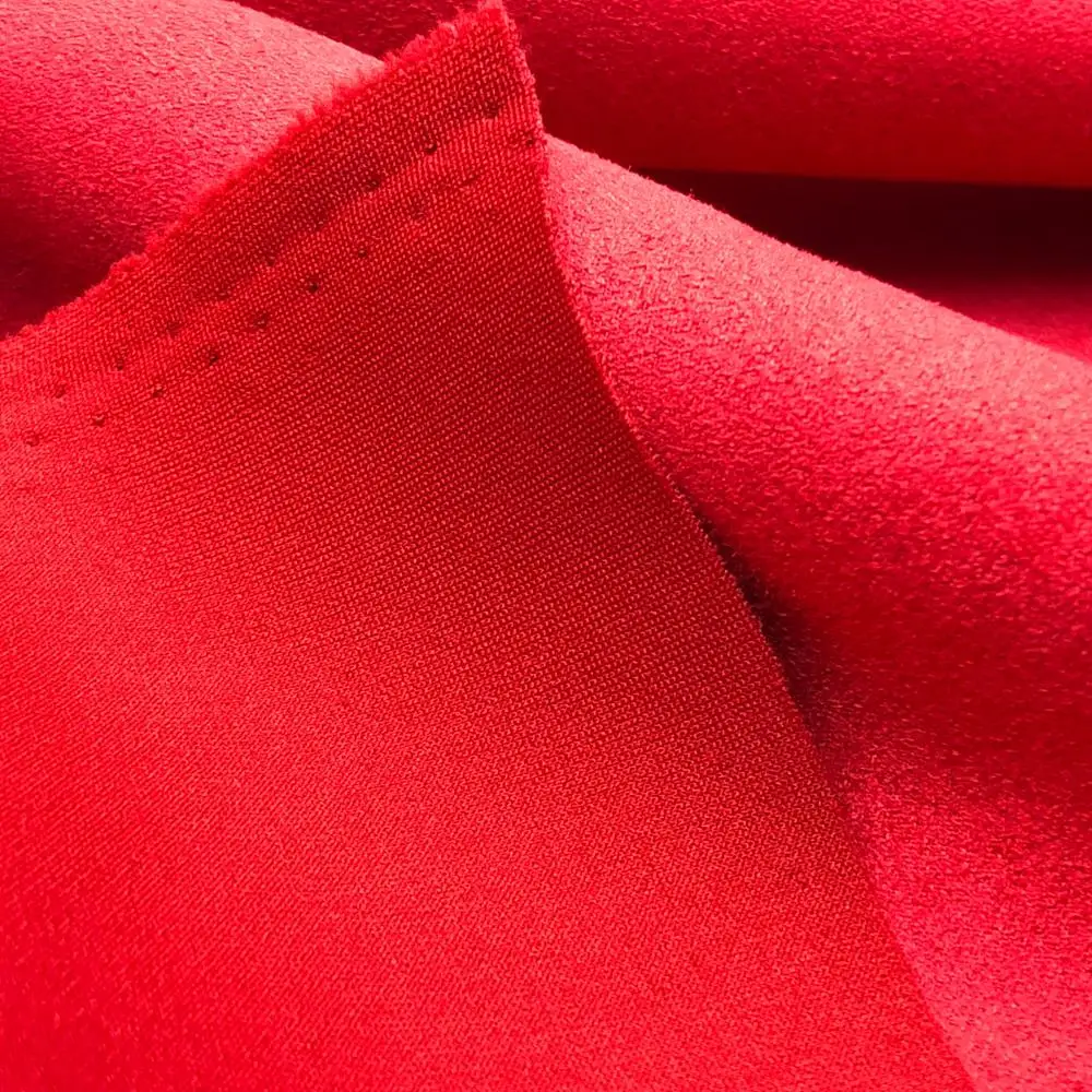2023 High Quality Fashion Design 100% Polyester Knit Faux Suede Scuba 320gsm 330gsm Price Per Meter for Fashion Apparel Fabrics