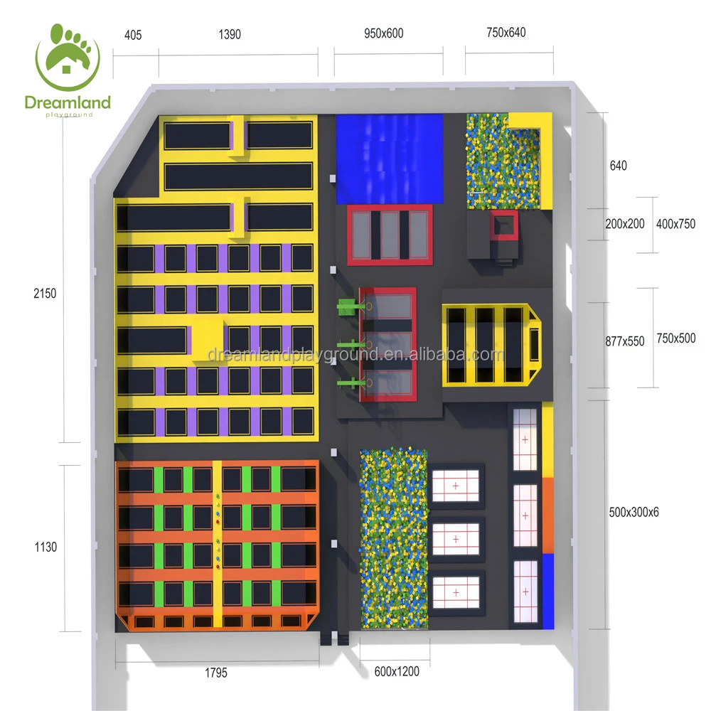Commercial Indoor Trampoline Arena, Parkour Free Jumping Trampoline Zone