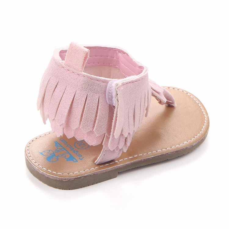 New fashional tassel design soft leather kids baby girl sandals