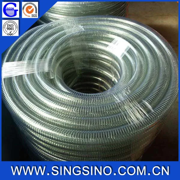 High-temperature Resistant PVC Spring Hose / PVC Steel Wire Hose / Clear PVC Braided Hose for Conveying Water, Oil or Powder