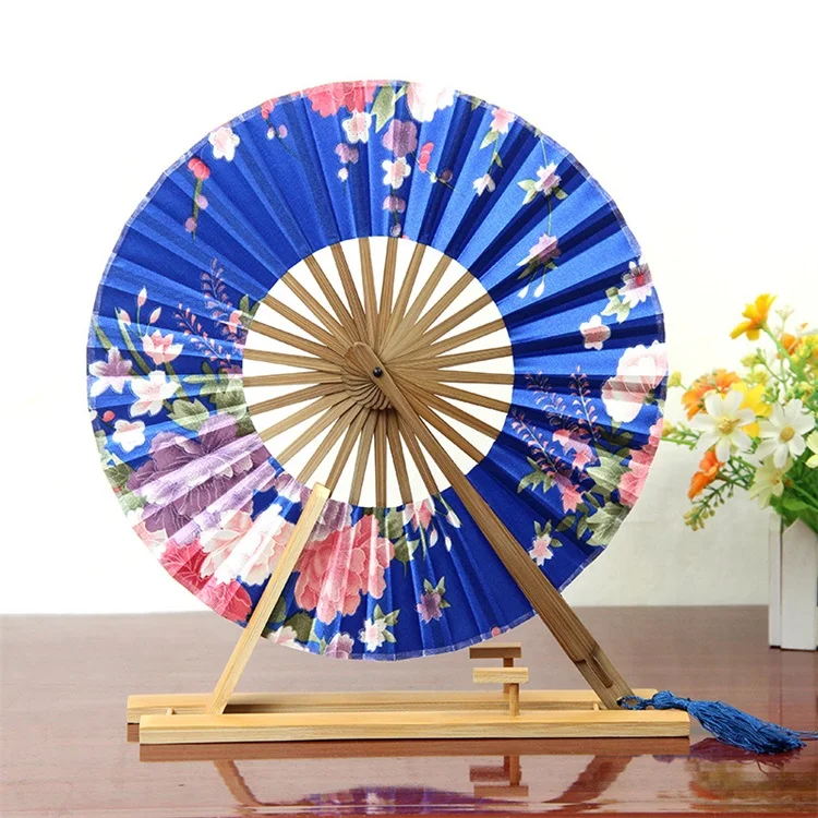 
Japanese Style Gifts Crafts Circular Bamboo Fans Sakura Women Fold Hand Fan 