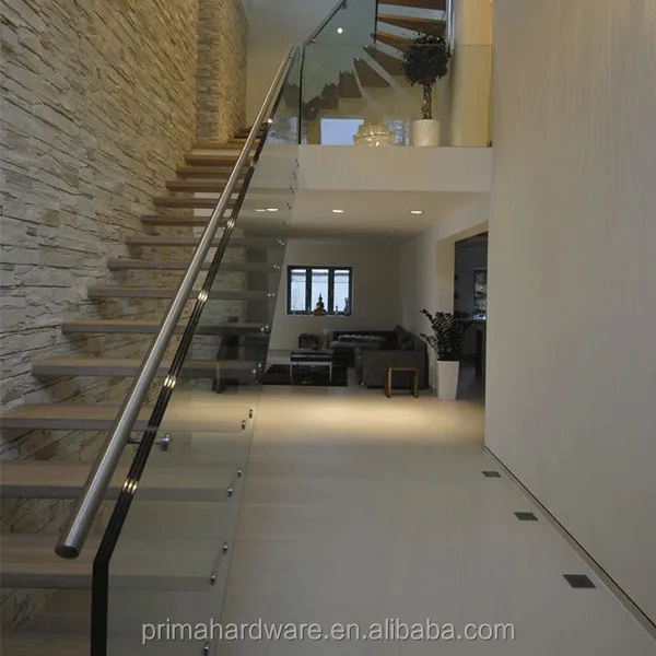 interior single stringer straight steel wood tread stair/open riser staircase