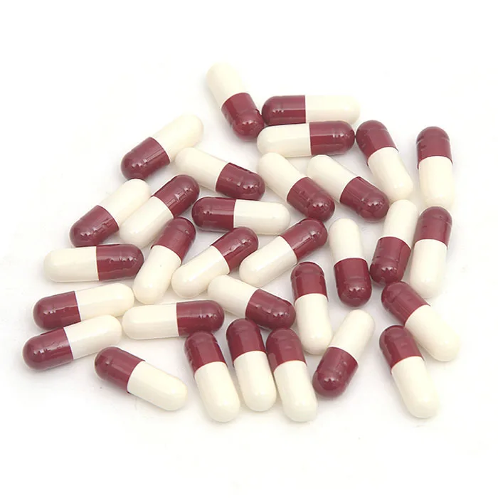 Bulk sale red and white size 00 gelatin empty capsule shell