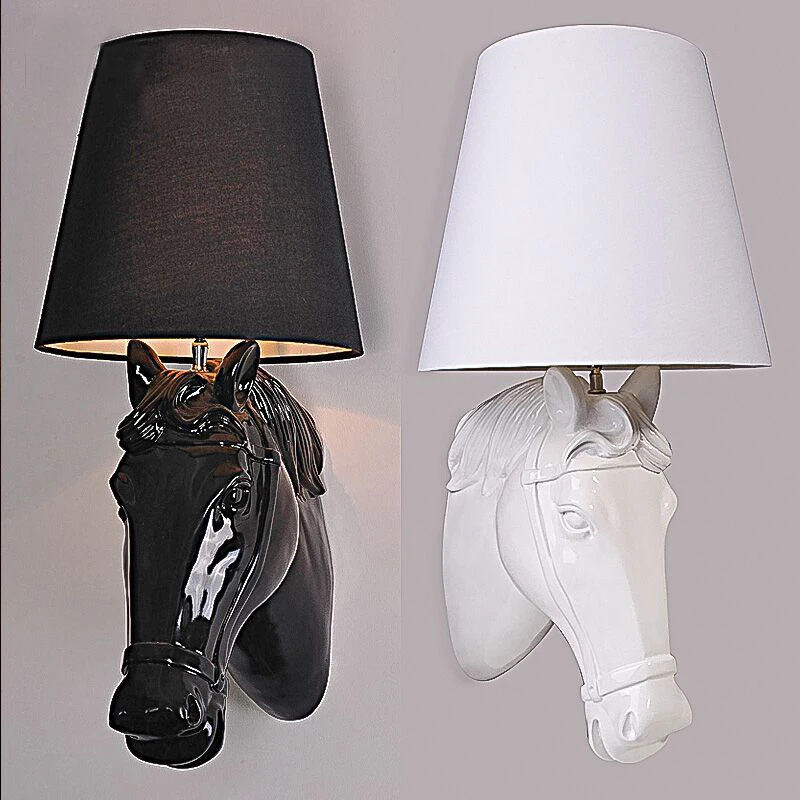 Designer Indoor Resin Sconce Modern Horse Head Wall Lamp For Living Room