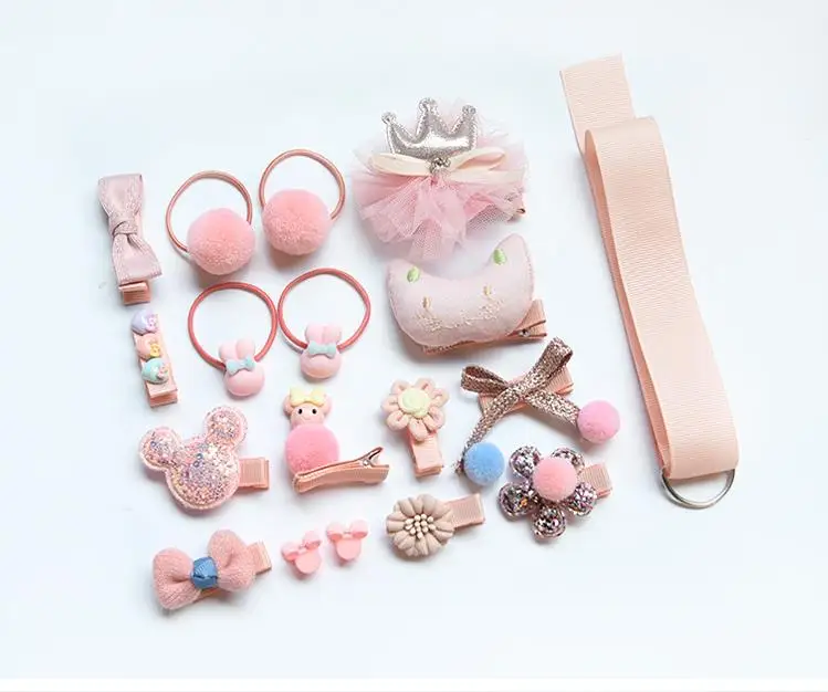 Детские комплекты аксессуаров для волос, милая Подарочная коробка для девочек, кожаная лента, Шпилька для волос