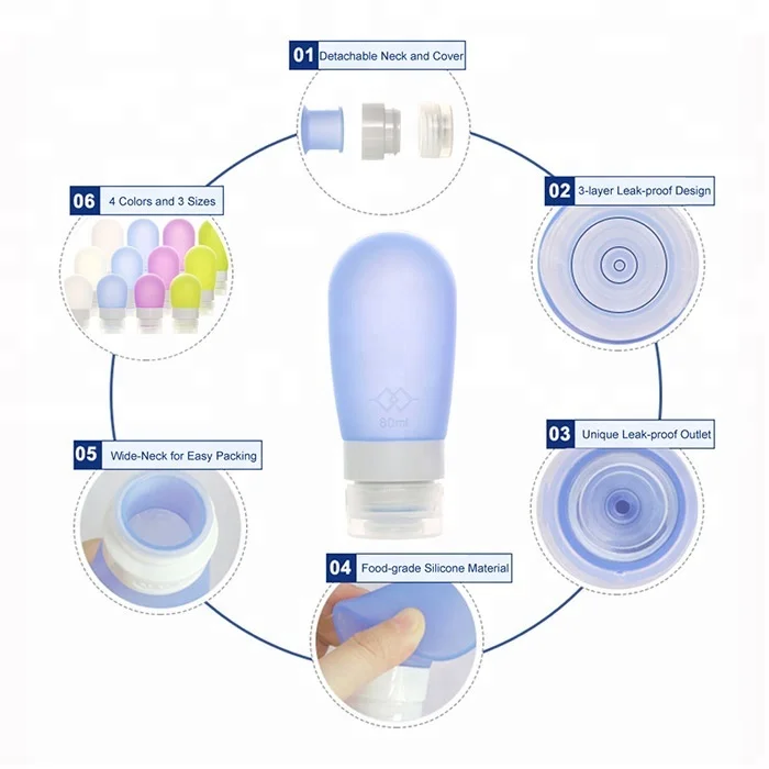 Silicone Bottle Set Silicone Shampoo Bottle Round Shape Hot Selling Cosmetic Portable Outdoor Easy Open Mini Travel SHY Silicone