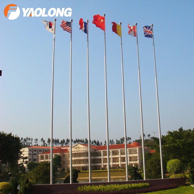 20Ft 30Ft Aluminum Alloy Outdoor Spinning Flagpole 304 Stainless Steel Commercial Flag Pole